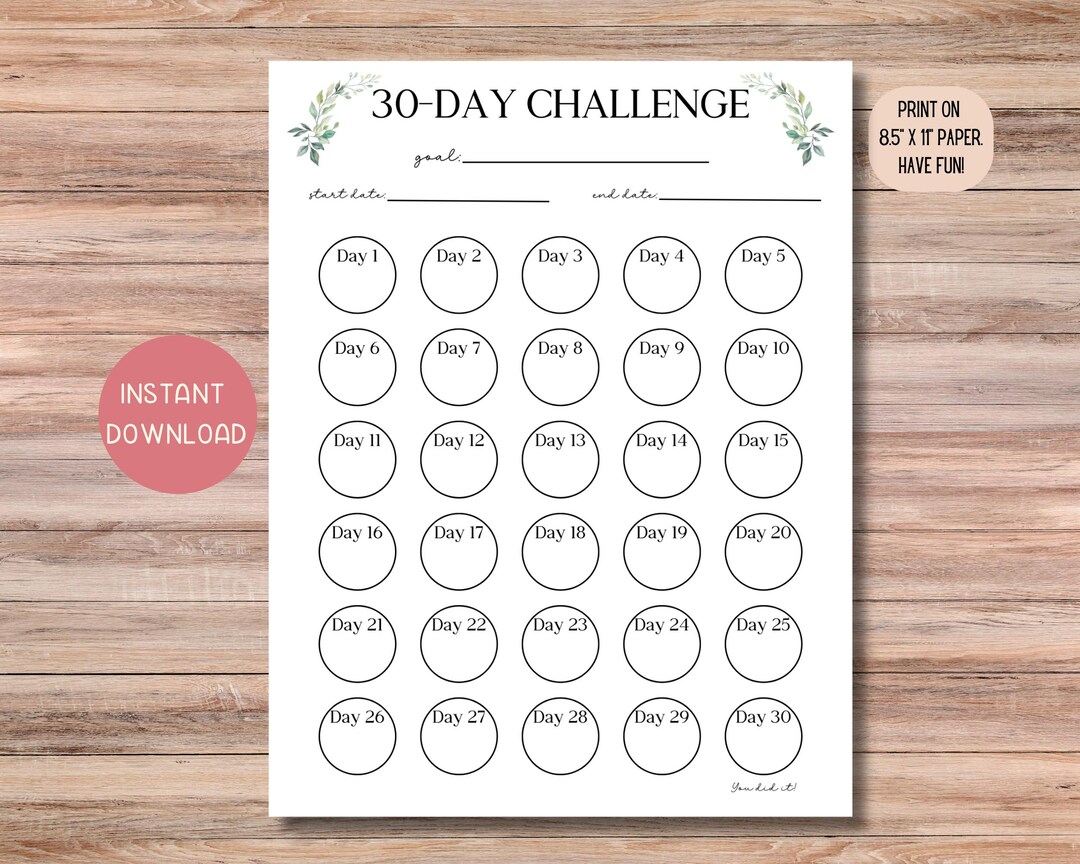 30 Day Challenge Habit Tracker Printable, Healthy Routines & Habits ...