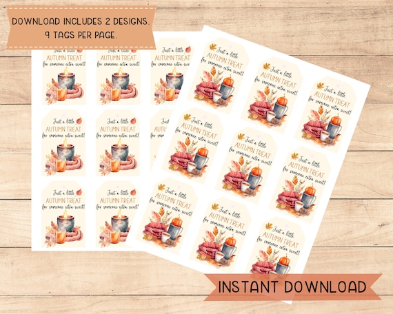 Printable Fall Treat Tags, Fall Goodie Bag Tags, Cute Gift Tags, Printable Favor Tags, Teacher Appreciation Tag, Fall Tags, Instant Download