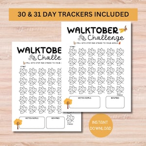 WALKTOBER Walking Challenge afdrukbaar, 30 en 31 oktober dagfitnesstracker, logboek herfstgewoonten, INSTANT DOWNLOAD