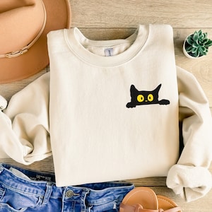 Cat Halloween Sweatshirt,Black Cat Shirt,Cat Lover Tshirt,Halloween Sweatshirt,Cool fall Cat Shirt,Cute Black Cat Halloween Sweatshirt
