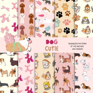HUND Nahtlose digitale Papiere Scrapbook Welpen druckbare Tapete Hund Hintergrund Stoffdruck Welpen Schreibwaren Journal Covers