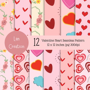 Heart Seamless Pattern Valentines Digital Paper Instant Download Valentine Scrapbook Paper