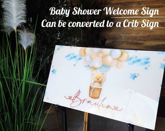 Letrero acrílico personalizado de bienvenida para baby shower: decoración infantil