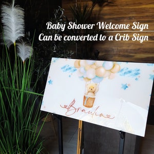 Gepersonaliseerde baby shower welkom teken | Acryl teken | Wieg teken muur decor kwekerij teken baby decor