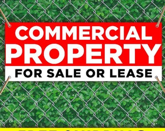 Commercial Property For Sale or Lease Vinyl Banner Sign, Retail Space Leasing Banner, Office Space Outdoor Advertising Sign