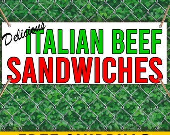 Italian Beef Sandwiches Vinyl Banner Sign, Deli Sandwich Shop Banner, Food Truck Advertising Sign, Outdoor Restaurant Banner
