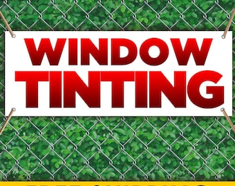 Window Tinting Vinyl Banner Sign, Auto Tint Shop Advertising Banner, Car Window Tinting Outdoor Business Sign