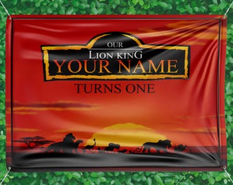 The Lion King Personalized Birthday Backdrop Vinyl Banner, Custom Name Birthday Party Banner theme decoration