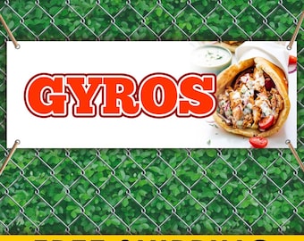 Gyros Vinyl Banner Sign, Greek Food Restaurant Advertising Banner, Mediterranean Outdoor Business Sign