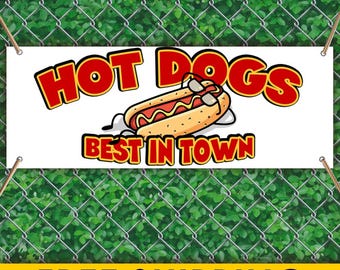 Hot Dogs Vinyl Banner Sign, Hot Dog Stand Advertising Banner, Fast Food Restaurant Outdoor Business Sign