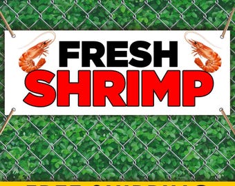 Fresh Shrimp Vinyl Banner Sign, Seafood Market Advertising Banner, Fish Market Outdoor Business Sign
