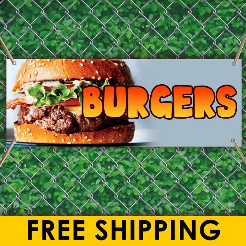 Burgers Vinyl Banner Sign, Burger Restaurant Advertising Banner, Fast ...