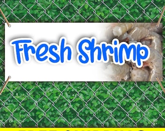 Fresh Shrimp Vinyl Banner Sign, Seafood Market Advertising Banner, Fish Market Outdoor Business Sign