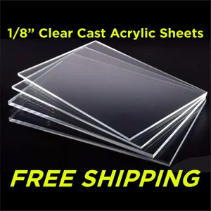 1/8&quot; (3mm) Clear Cast Acrylic Sheets | Select Your Size | 12&quot; x 20&quot; Acrylic Blank | DIY Acrylic | Laser Ready | Glowforge Proofgrade GForge