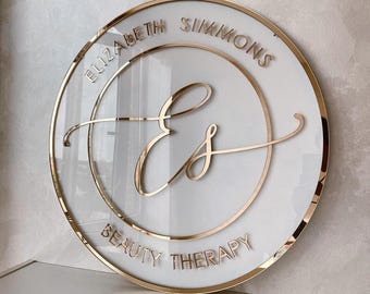 Custom Acrylic Logo Sign, 3D Business Sign, Round Wall Logo, Office Branding Sign, Modern Company Wall Decor