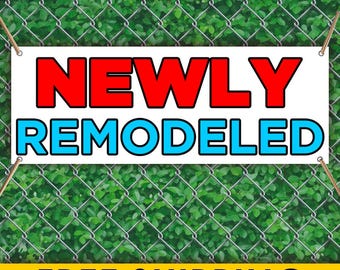 Newly Remodeled Vinyl Banner Sign, Grand Reopening Business Banner, Storefront Outdoor Advertising Sign