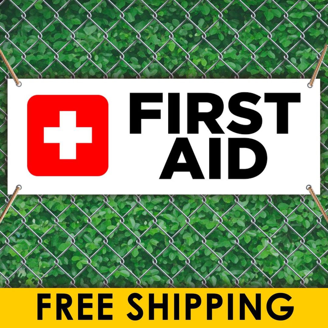 First Aid Vinyl Banner Sign, Emergency Medical Safety Banner, Workplace ...