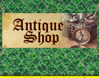 Antique Shop Banner Sign, Antique Store Advertising Banner, Vintage Shop Outdoor Business Sign