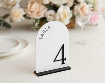Acrylic Arch Wedding Table Numbers, Modern Wedding Decor, Minimalist Reception Signs, Elegant Table Numbers Set, Bridal Decor