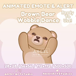 Animated Brown Bear Wobble Dance | Wiggle Emote and Alert for Twitch, Discord, YouTube, Kick