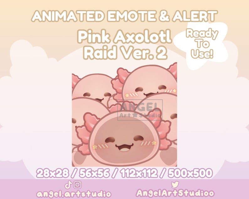 Pink Raid Alert Animated Pink Axolotl Raid Version 2 Emote and Alert for Twitch ...
