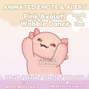 Animated Pink Axolotl Funny Wobble Dance | Wiggle Emote and Alert for Twitch, Discord, YouTube, Kick