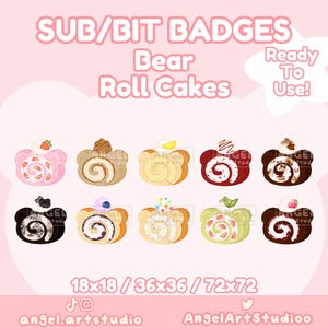 Süße Bären Roll Cakes Anstecker für Twitch, Discord, YouTube, Kick | Süßwaren | Nachtisch | Strom | Abonnent | Gebisse | Cheer Badges | Channel Point
