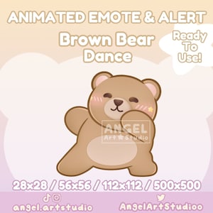 Animated Brown Bear Dance | Rave | Cat Meme | Dancing | Partying | Cheering Emote and Alert for Twitch, Discord, YouTube, Kick