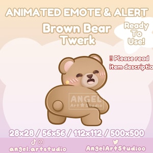 Animated Brown Bear Twerk Emote and Alert for Twitch, Discord, YouTube, Kick
