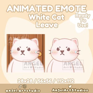 Animated White Cat Leave | Exit | Angry Look Emote for Twitch, Discord, YouTube, Kick