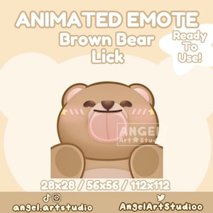 Animated Brown Bear Lick | Tongue | Blep Emote for Twitch, Discord, YouTube, Kick