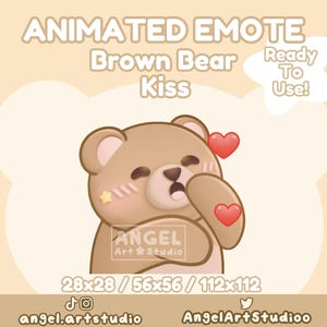 Animated Brown Bear Blowing Kisses | Red Hearts Emote for Twitch, Discord, YouTube, Kick