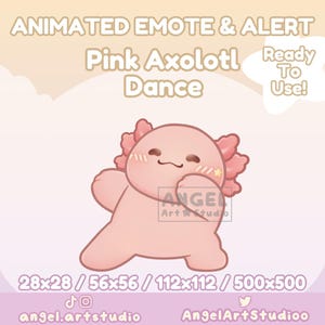 Animated Pink Axolotl Dance | Rave | Cat Meme | Dancing | Partying | Cheering Emote and Alert for Twitch, Discord, YouTube, Kick