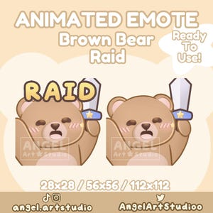 Animated Brown Bear Raid Waving Sword Emote for Twitch, Discord, YouTube, Kick