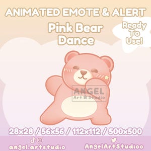Animated Strawberry Pink Bear Dance | Rave | Cat Meme | Dancing | Partying | Cheering Emote and Alert for Twitch, Discord, YouTube, Kick
