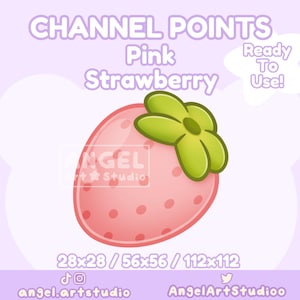 Pink Strawberry Channel Points for Twitch, Discord, YouTube, Kick | Sweet | Channel Points Icon | Redeem | Stream Emotes