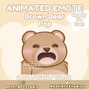 Emote pop animata orso bruno per Twitch, Discord, YouTube, Kick - Risorse di streaming carine