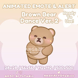 Animated Brown Bear Dance Version 2 | Shake | Dancing | Hyping | Partying Emote and Alert for Twitch, Discord, YouTube, Kick