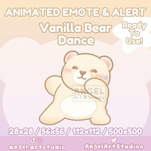 Animated Vanilla White Bear Dance | Rave | Cat Meme | Dancing | Partying | Cheering Emote and Alert for Twitch, Discord, YouTube, Kick