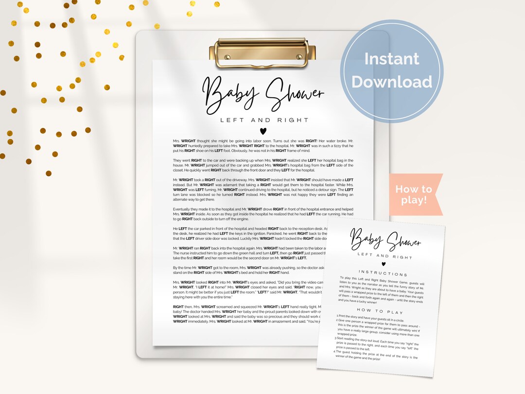 Left Right Baby Shower Game, Left Right Story, Co Ed Baby Shower Game, Pass  the Present Game, Boy or Girl Easy Baby Shower Game - Etsy, image size:1080x810