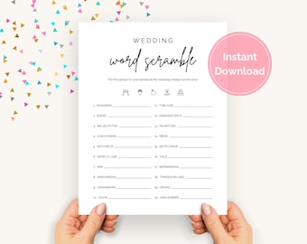 Wedding Word Scramble, Printable Word Scramble for Engagement Party Game, Co Ed Bridal Shower Game, Couples Wedding Shower Game