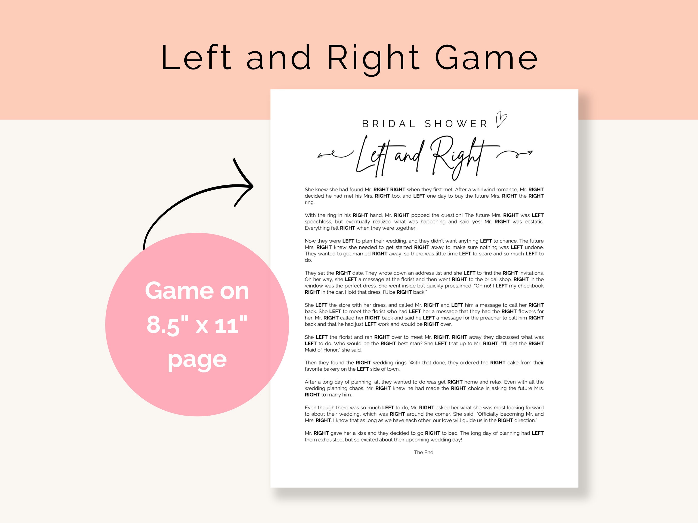 Left Right Game Bridal Shower, Left Right Story, Pass the Gift Game