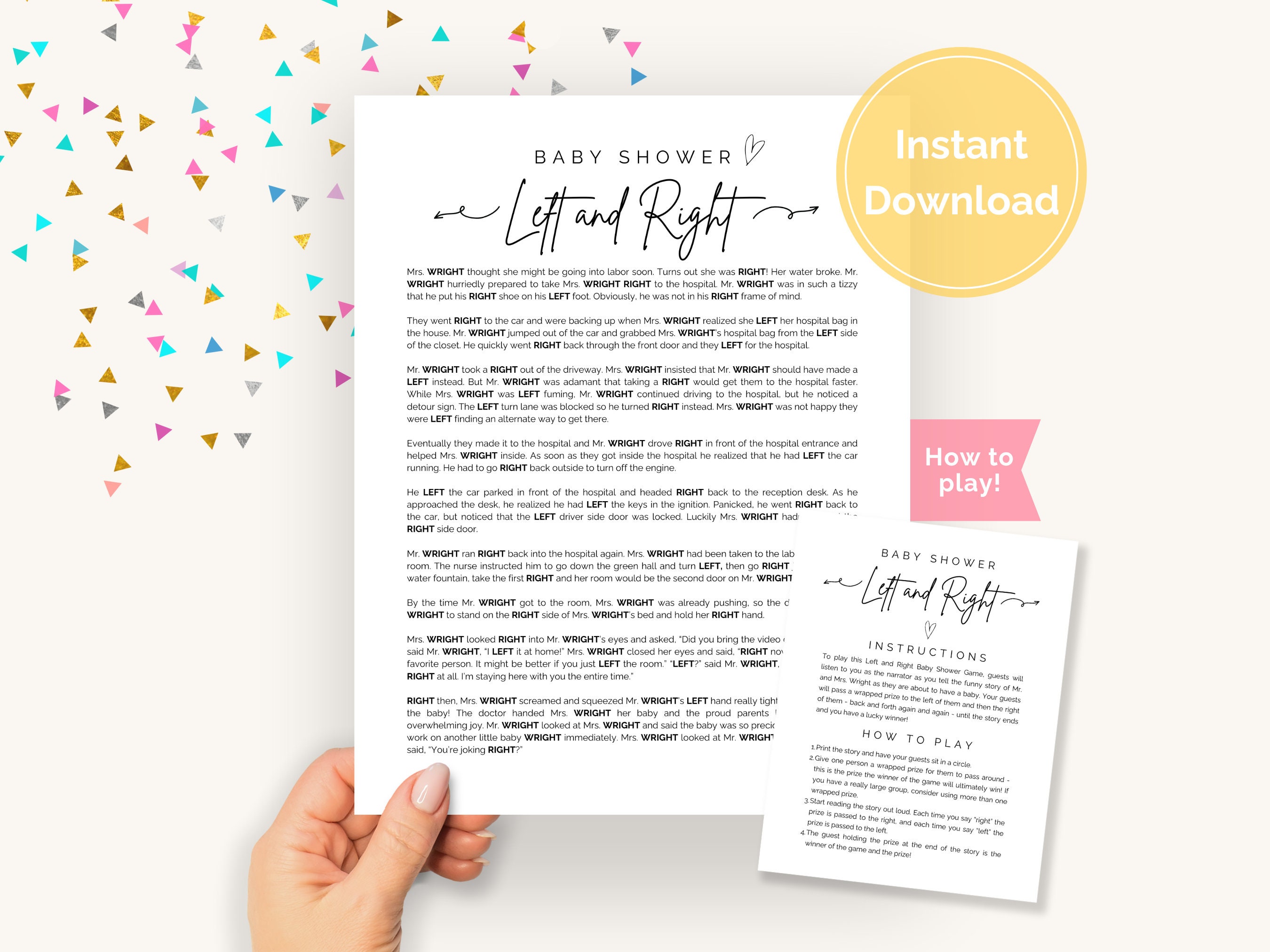 Left Right Baby Shower Game, Right Left Game, Pass the Parcel Game, Pass  the Prize, Coed Baby Shower Game, Baby Shower Prize Ideas List - Etsy, image size:2700x2025