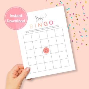 Baby Shower Bingo, Pink Baby Shower Game, Baby Bingo Card Blank, Baby Sprinkle Baby Present Bingo, Baby Girl Shower Bingo Download