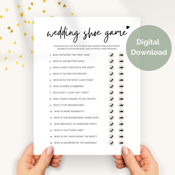 Wedding Shoe Game Template, Editable Wedding Shoe Game Card, Couples Wedding Shower Games, Bride and Groom Trivia Editable, Bridal Trivia