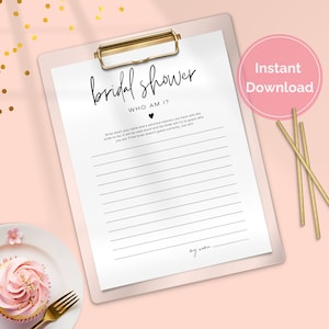 Who Am I Bridal Shower Game, Share a Memory Template, Memory Game Printable, Favorite Memories with the Bride, Bridesmaid Luncheon Game