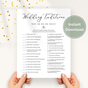 Wedding Traditions Game, Why Do We Do That, Unique Bridal Shower Game, Engagement Party Game, Minimalist Bridesmaid Luncheon Game
