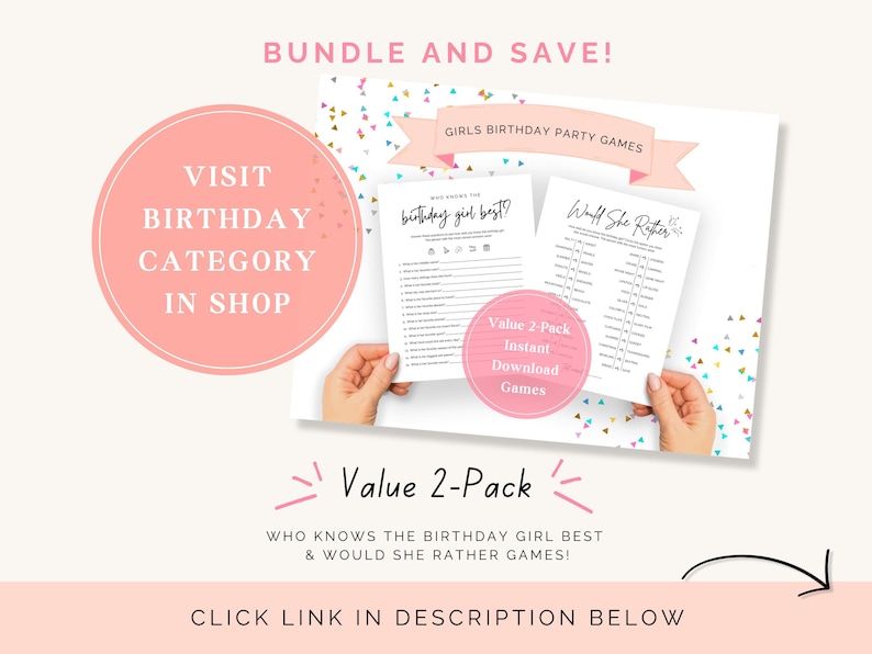 Bundle and save with Value 2-Pack Girls Birthday Party Games!