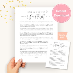 Left Right Game Bridal Shower, Left Right Story, Pass the Gift Game Bridal Shower, Pass the Present Game, Bridal Game Prizes Idea List