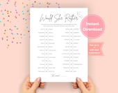 Would She Rather Birthday Game, Who Knows the Birthday Girl, Would She Rather Digital Download Printable, Birthday Girl Trivia